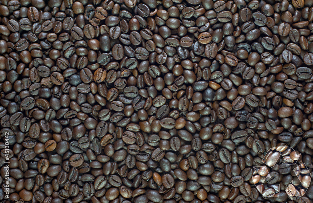 Recycle icon on coffee background and textured Recycle icon on coffee background and textured