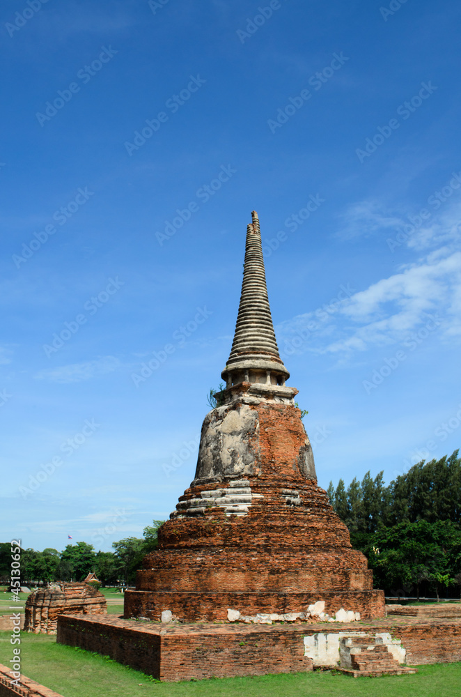 ruin of ancient temple in ayutthaya