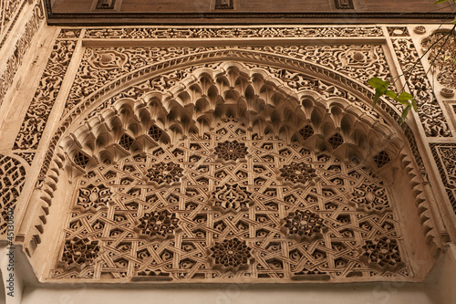 Details of Arab decoration in Marrakech, Morocco.