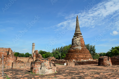 ruin of ancient temple in ayutthaya