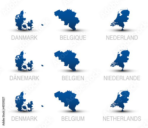 Vector Icons Landkarten *** Dänemark Belgien Niederlande