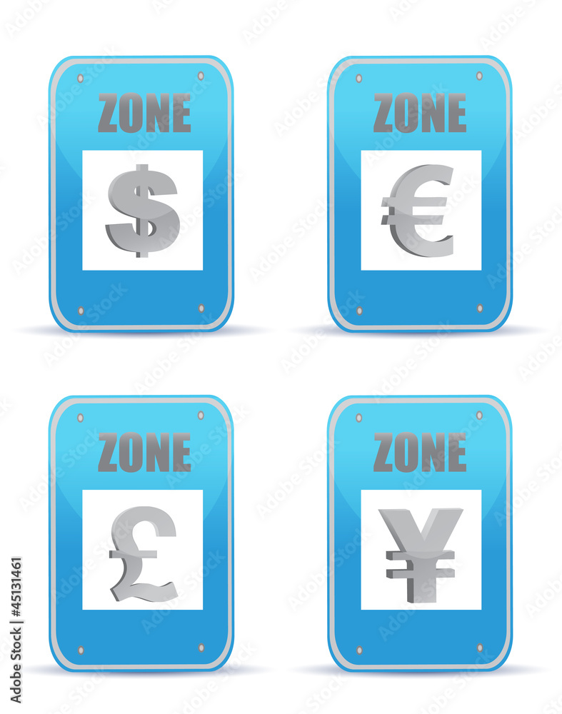Currency zones symbol illustration design signs Currency zones symbol illustration design signs