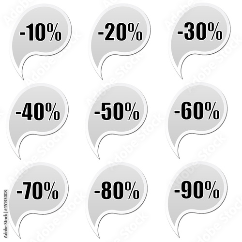 Rabatt Buttons Tropfen Grau