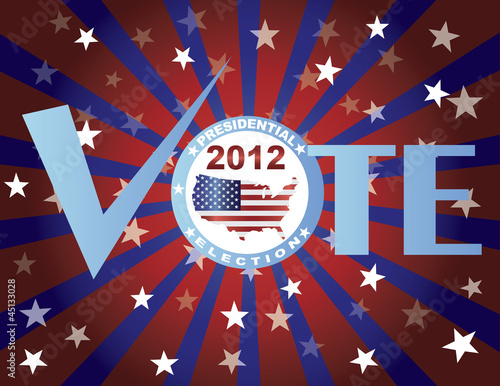 Vote Red White and Blue Stars Sun Rays