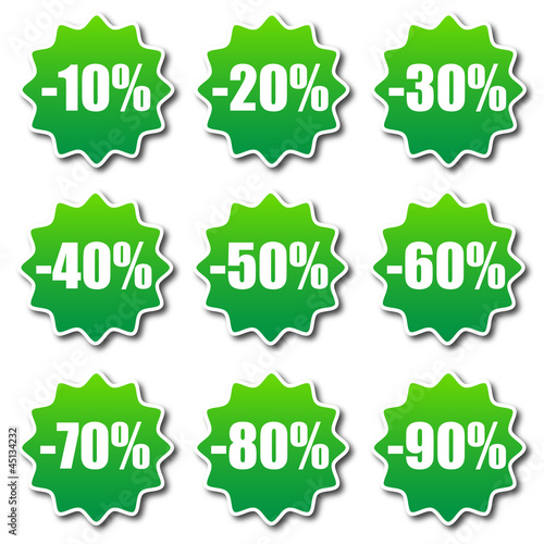 Rabatt Buttons Weihnachten Grün 10-90 Prozent