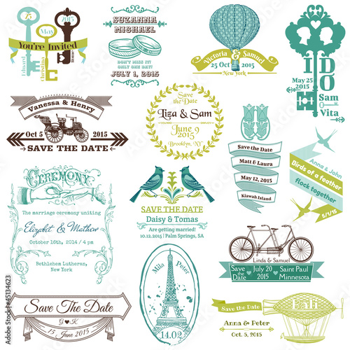 Wedding Vintage Invitation Collection - for design, scrapbook -