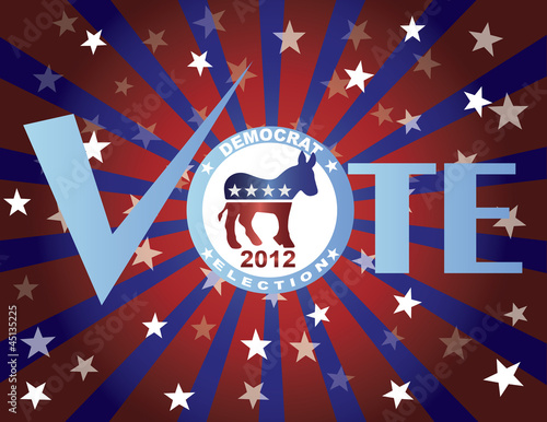 Vote Democrat Red White and Blue Stars Background