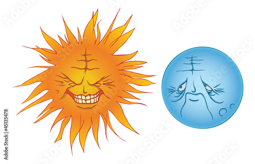 Cartoon Sun and Moon