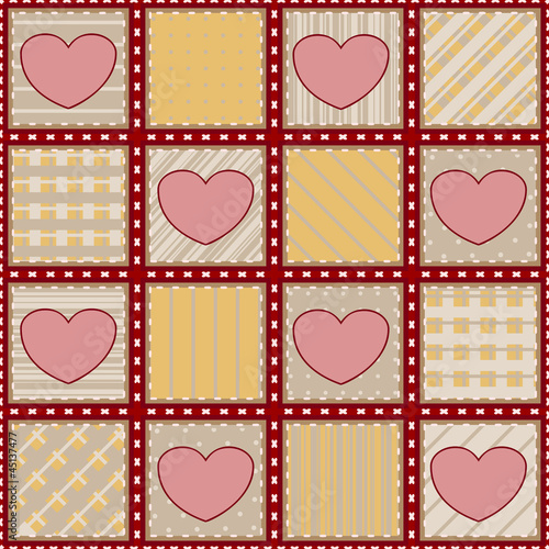 Seamless quilt texture with hearts