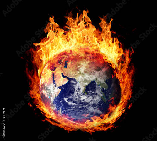 Burning globe earth (east hemisphere)