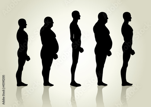 Silhouette illustration of men figure from side view