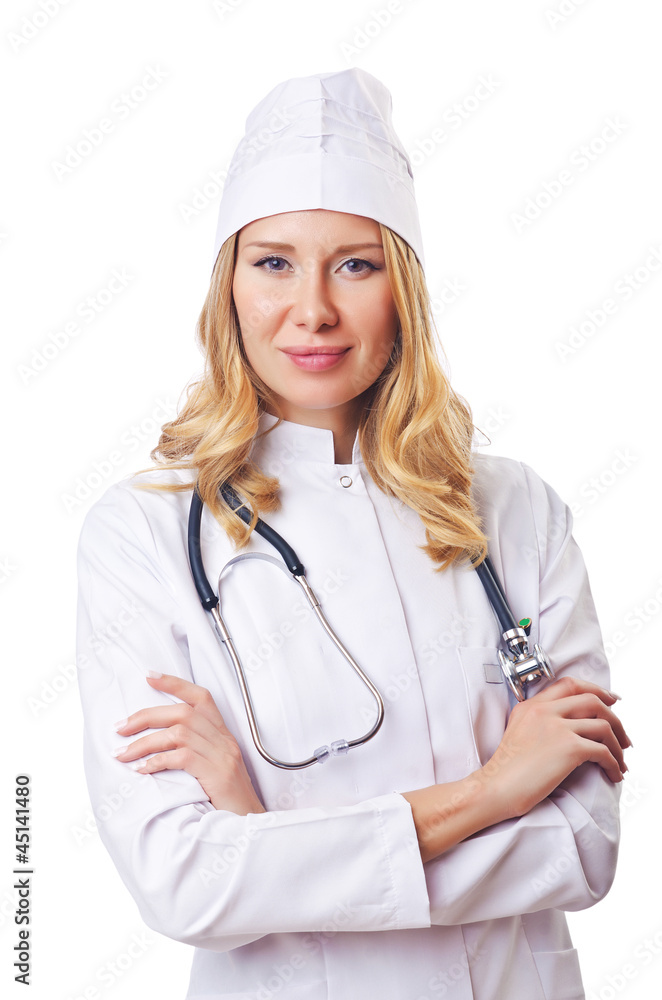 Attrative woman doctor isolated on white Attrative woman doctor isolated on white