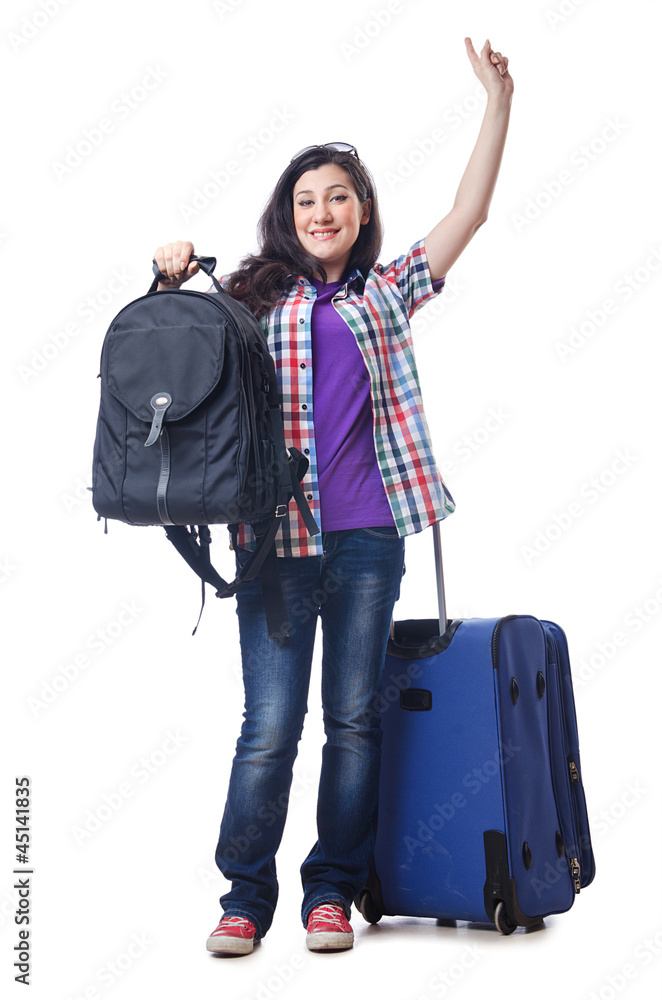 Girl preparing to travel for vacation Girl preparing to travel for vacation