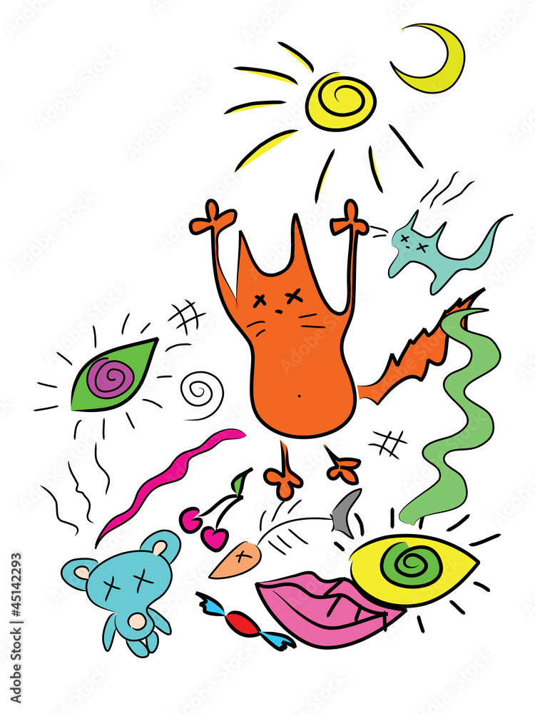 Goofy doodle monsters Stock Vector | Adobe Stock