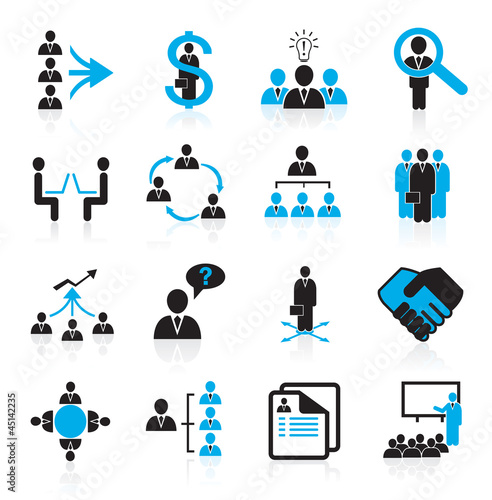 Set of 16 management and human resources icons