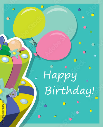 Vector birthday cake . Greeting Card.