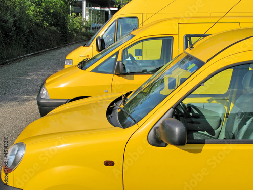 Row of yellow service cars