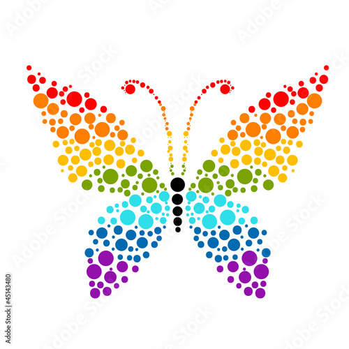 Dots in shape of butterfly, rainbow colors for your design