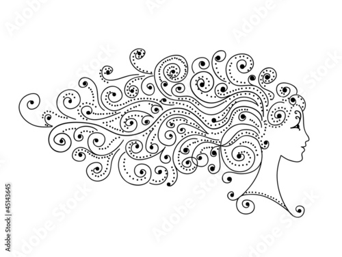 Abstract hairstyle, female head for your design