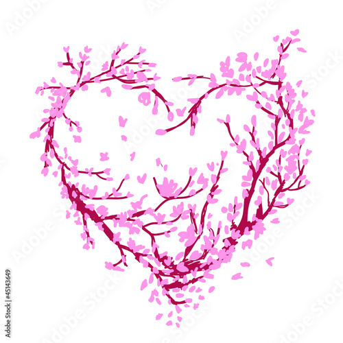 Heart shape made from sakura tree for your design