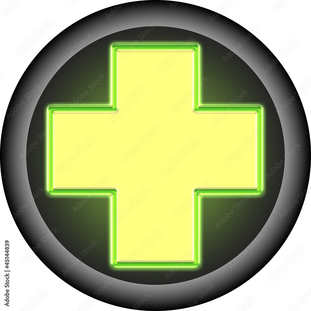Obraz premium Glowing Medic cross button