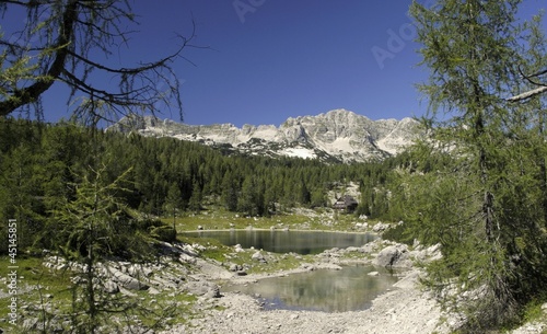 Dvojno Jezero in Valley of seven Triglav lakes in Julian Alps