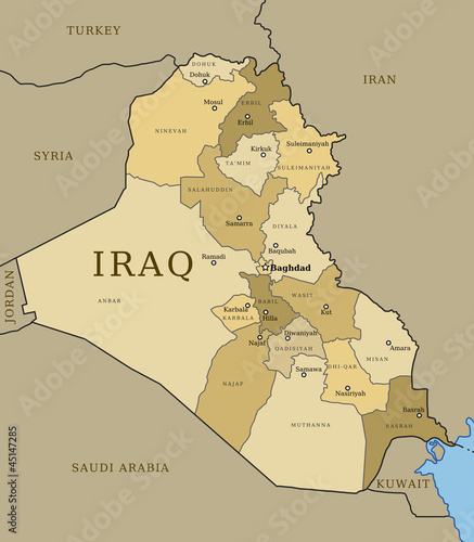 Iraq map with provinces