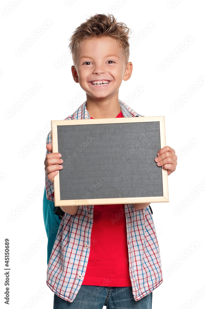 Boy with small blackboard Boy with small blackboard