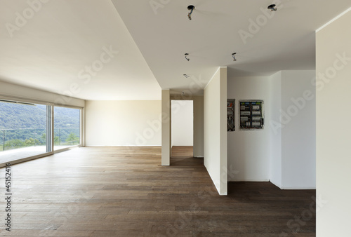modern interior  empty apartment   parquet floor