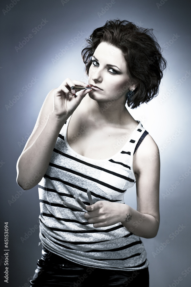 Obraz premium Smoking marijuana - addiction