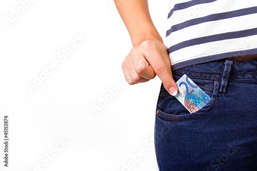 Twenty euros in jeans pocket