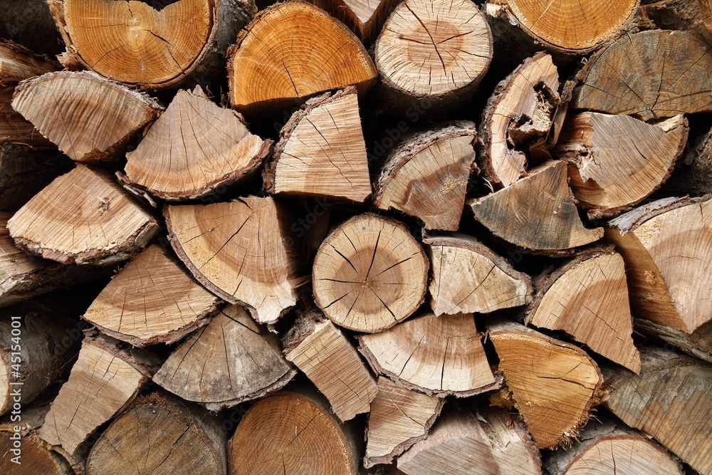 Naklejka premium Stacked wooden logs