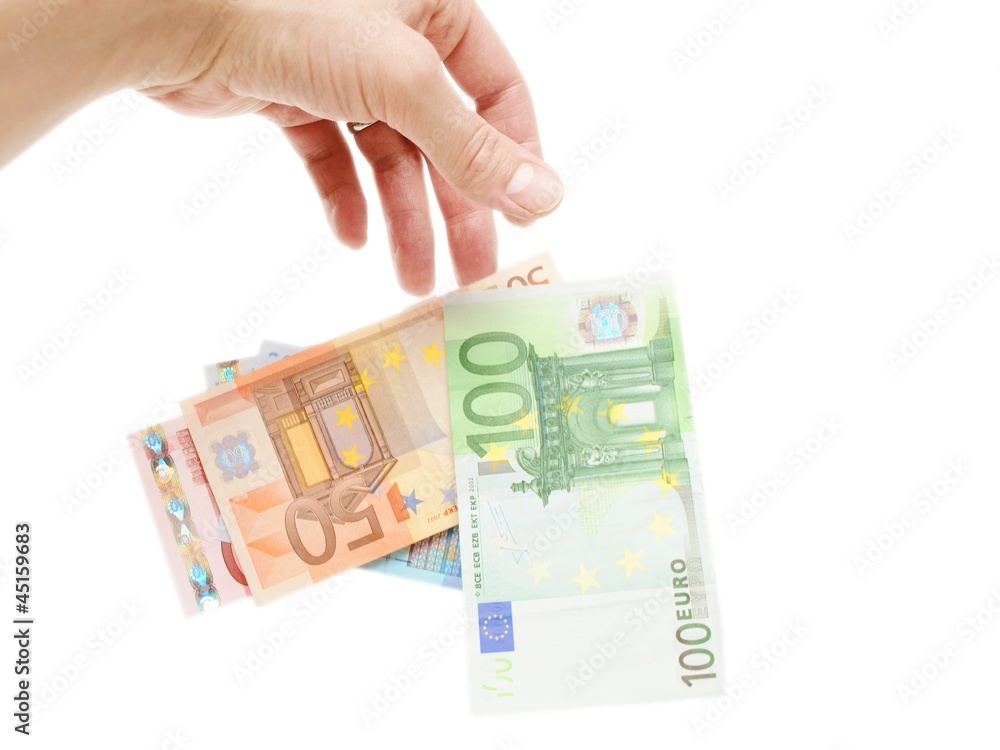Euro currency bank notes, dropped by a person