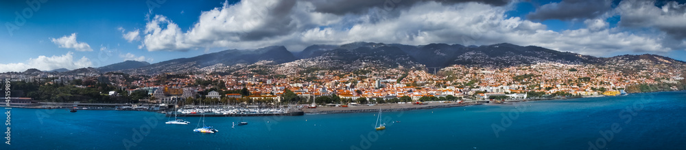 Funchal capital city of Madeira view from the sea