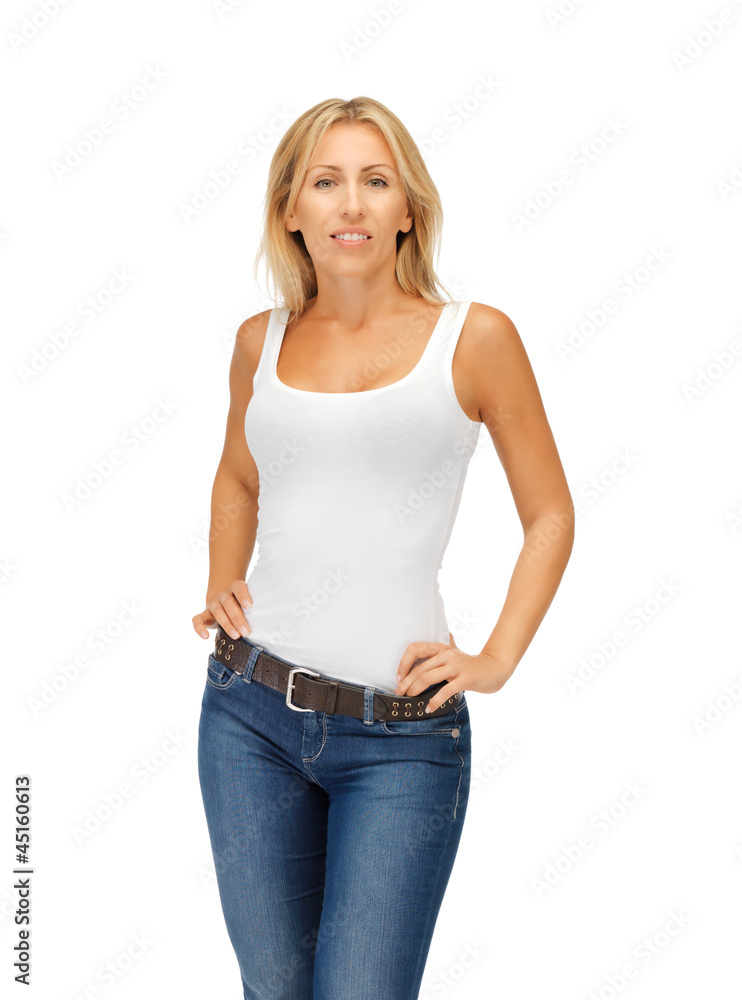 woman in blank white t-shirt woman in blank white t-shirt