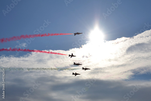 Planes from the RAF Red Arrows display team. photo