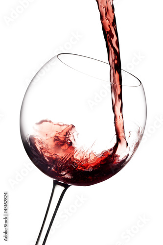 Red Wine Pouring, on a white background