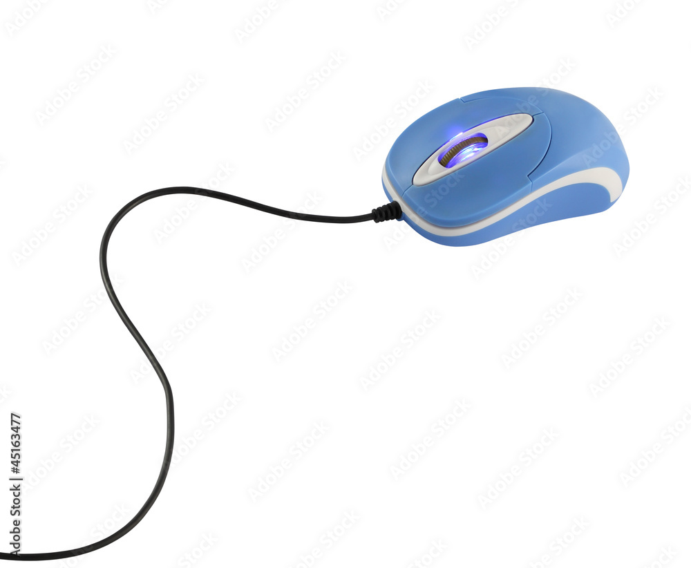 Blue computer mouse on white background. Blue computer mouse on white background.