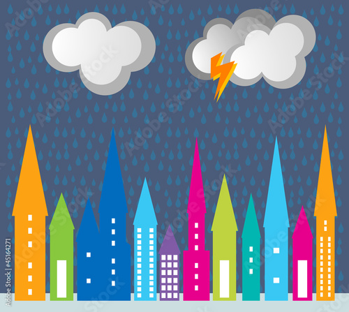 Thunderstorm on the village