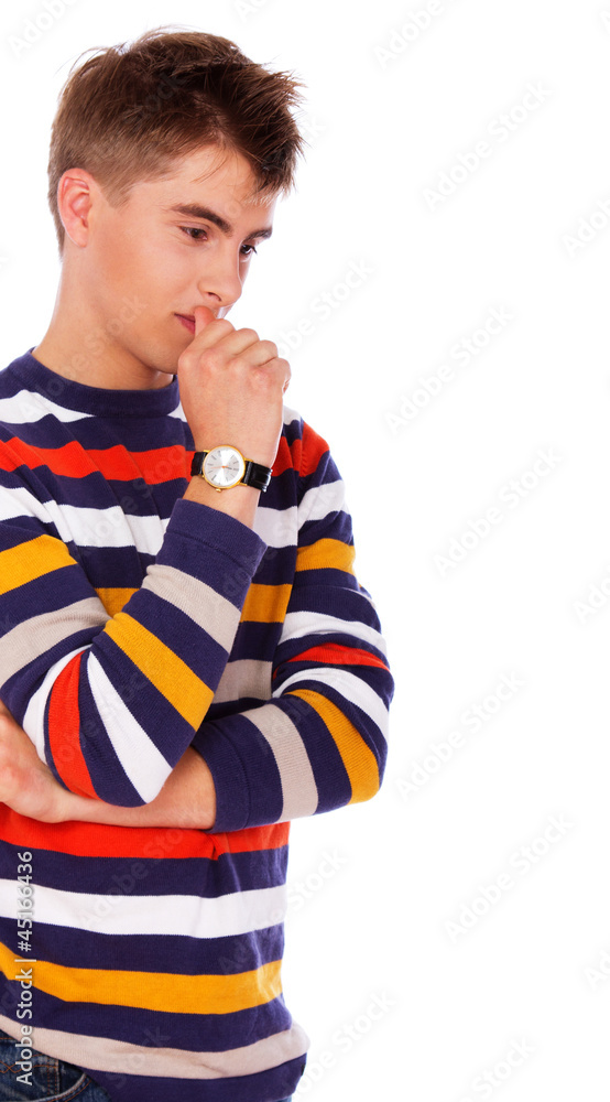Portrait of sleazy young man posing on white background Portrait of sleazy young man posing on white background
