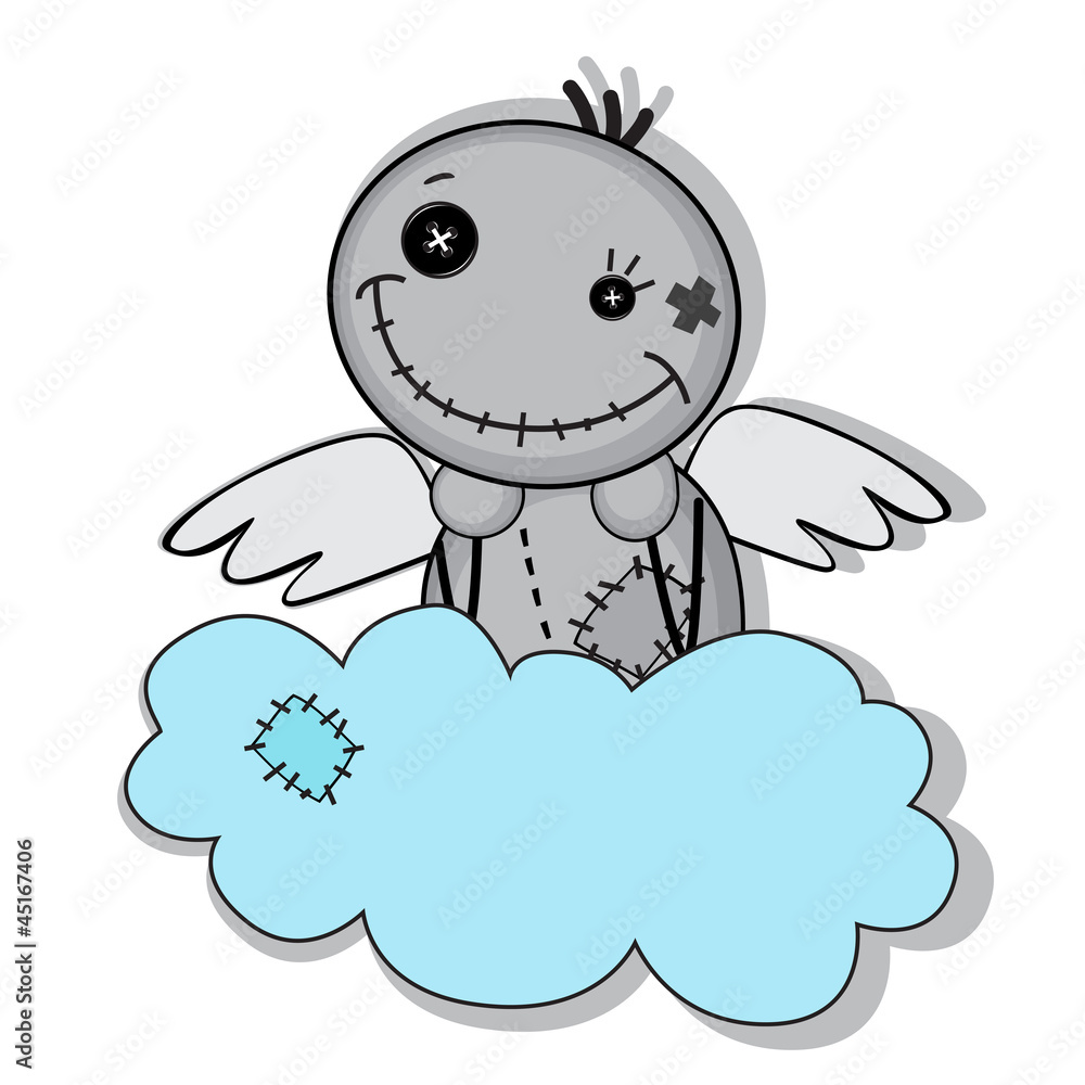 Monster with wings on a cloud Monster with wings on a cloud