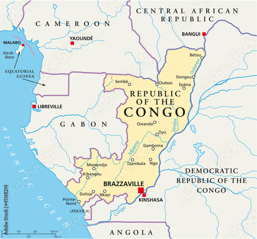 Republic of the Congo map  Republik Kongo Landkarte 
