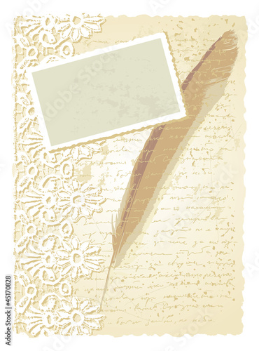 romantic card with feather