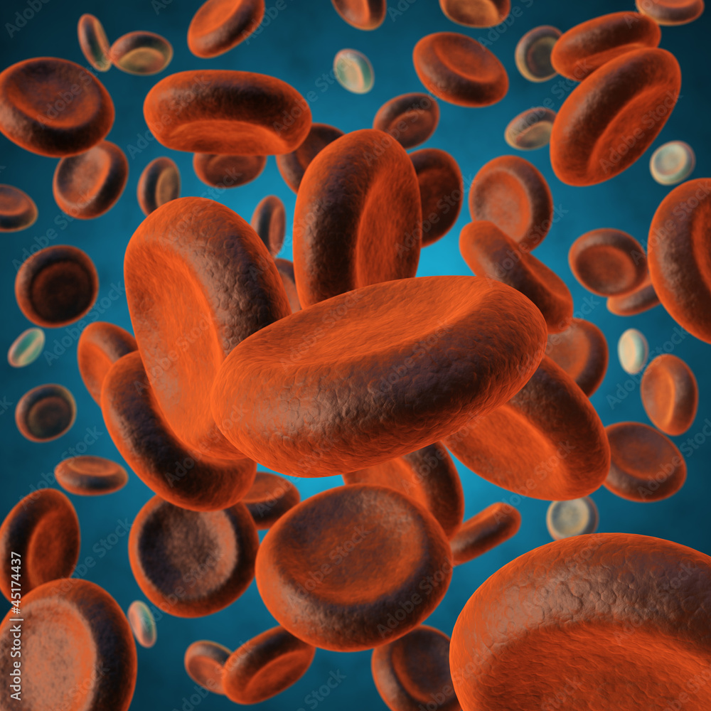 Red blood cells on blue background Stock Illustration | Adobe Stock