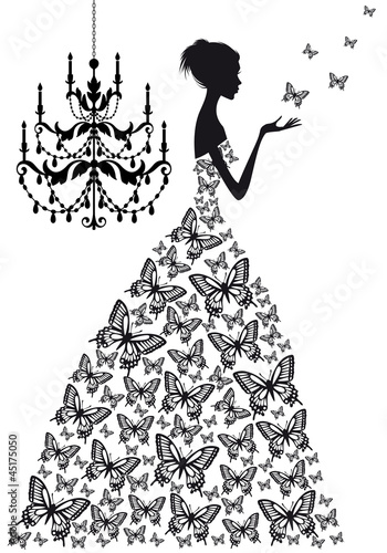 woman with butterflies, vector #45175050