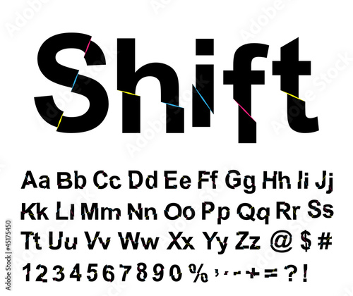 Abstract shift font. Vector illustration.