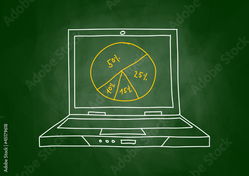 Drawing of laptop on blackboard