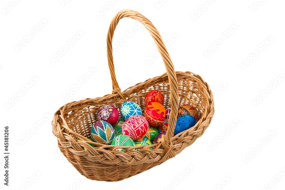 small basket with eggs