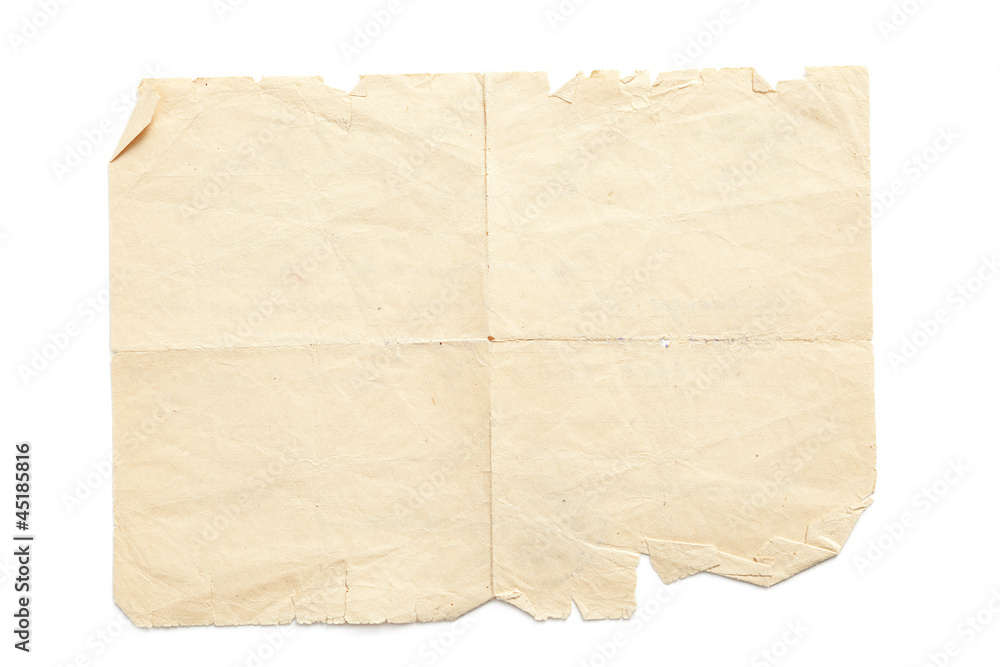 Retro aged grunge paper, isolated on white Retro aged grunge paper, isolated on white
