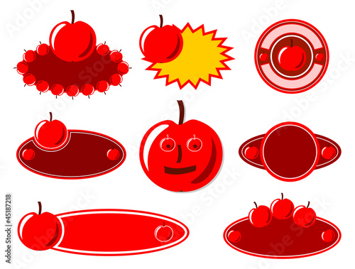 Vector labels with red apples
